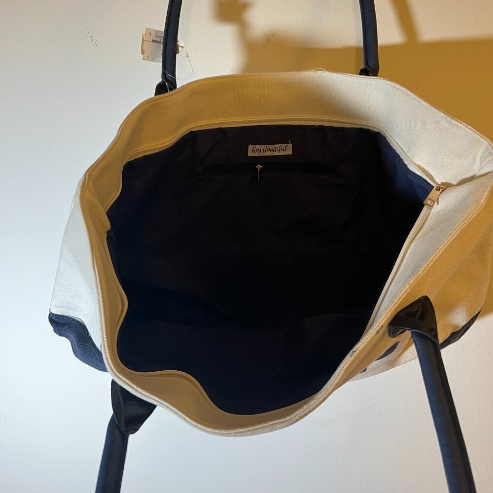 “Escape” Tote Bag, Canvas + Navy Blue - Picture 2 of 2